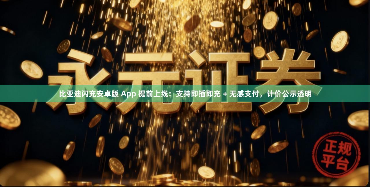 比亚迪闪充安卓版 App 提前上线：支持即插即充 + 无感支付，计价公示透明